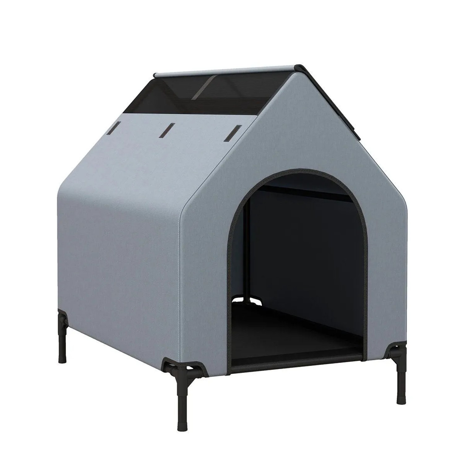 Costway 2 In 1 Hundehütte Hundeliege Outdoor Grau 64 x 91 x 86 cm