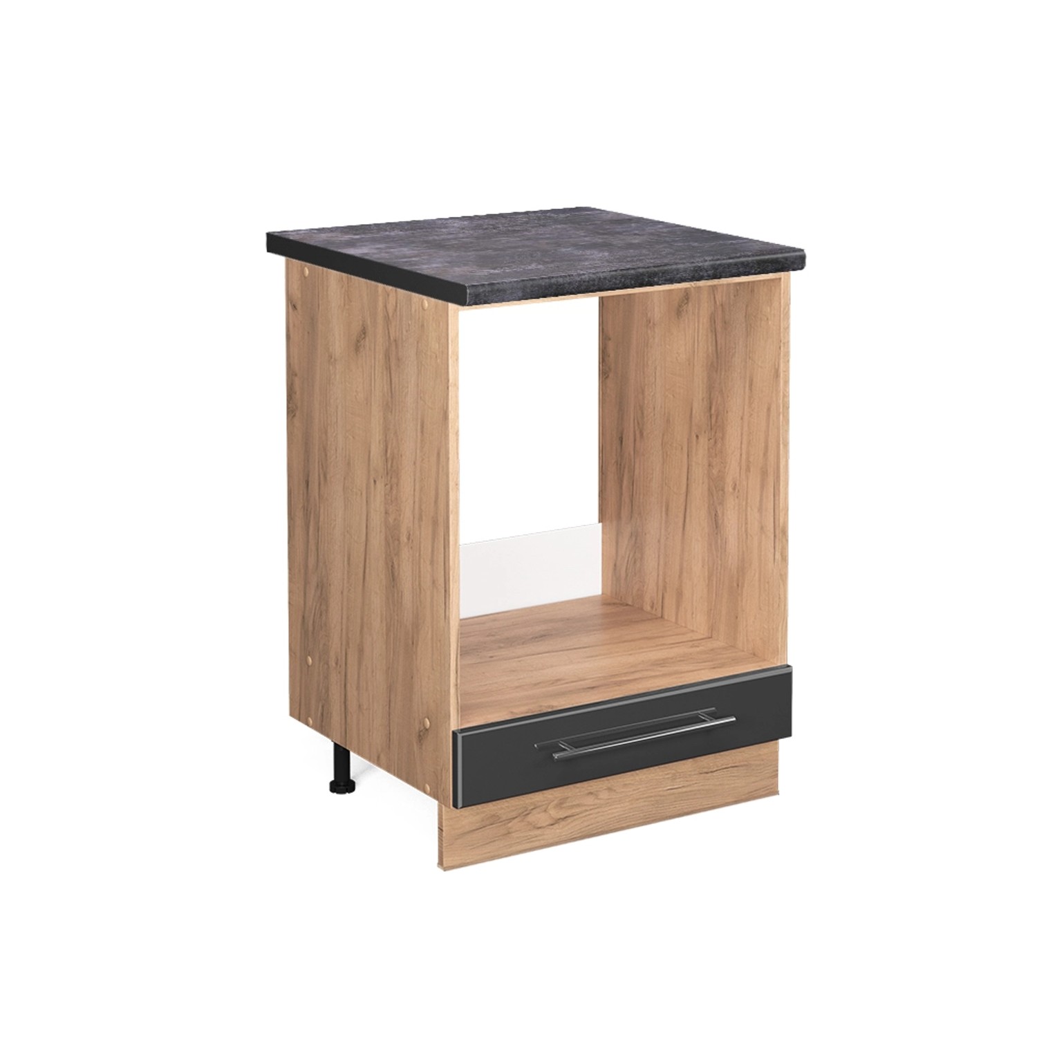 Vicco Herdumbauschrank Fame-Line Anthrazit Hochglanz/Goldkraft Eiche 60 cm günstig online kaufen