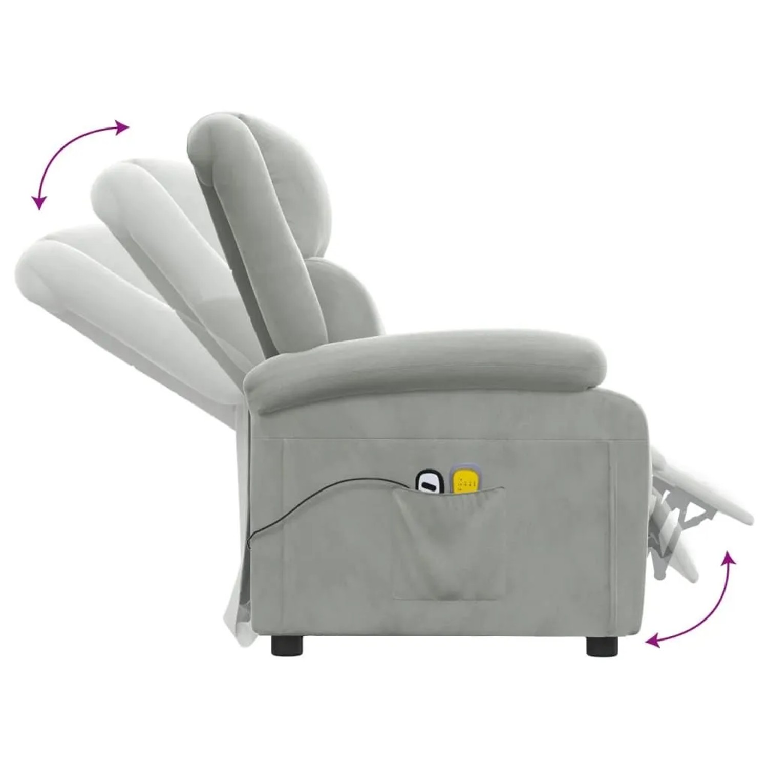 vidaXL Massagesessel Elektrisch Hellgrau Samt 3098404_8