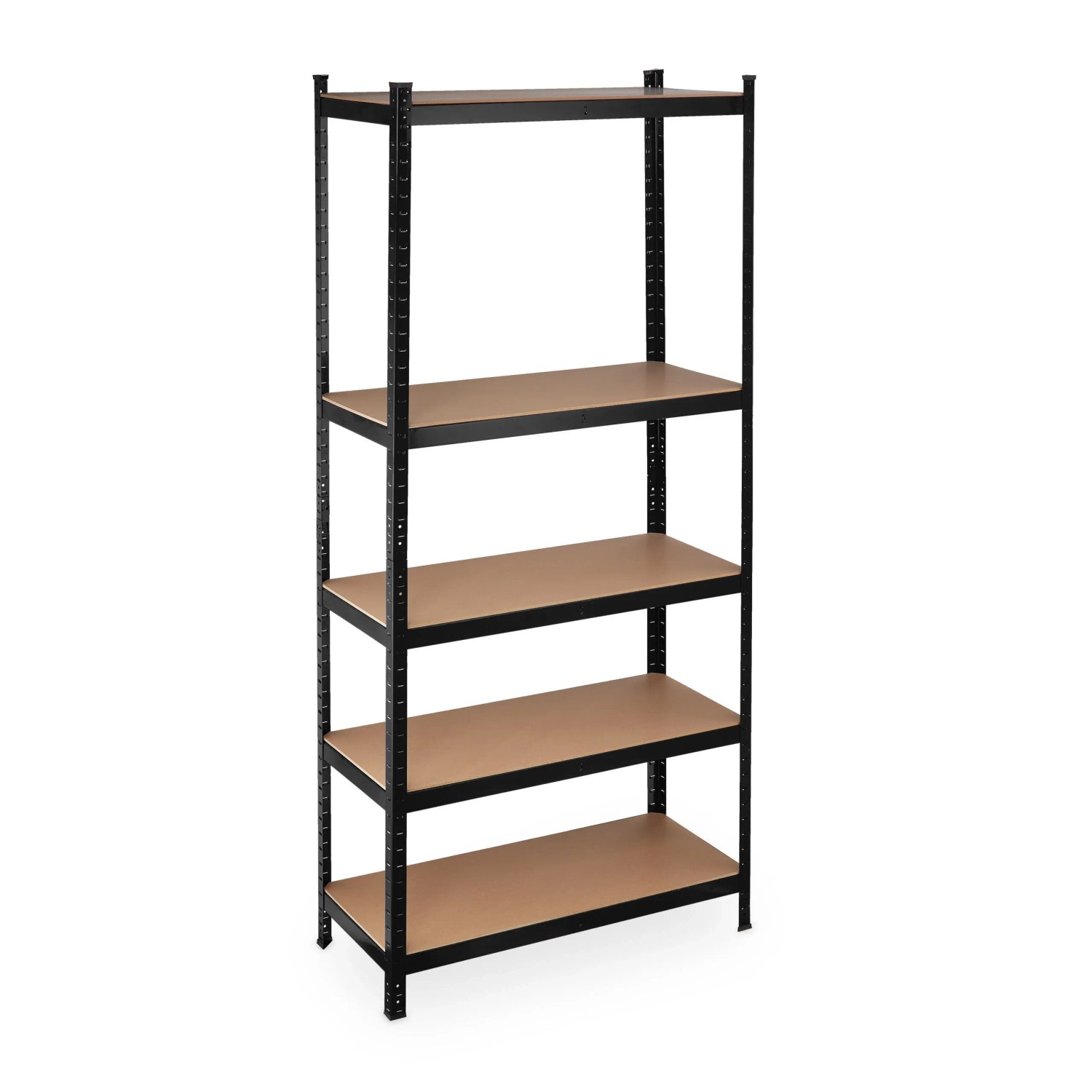 Relaxdays Schwerlastregal Stahl Schwarz Teilbar 220 cm x 100 cm x 45 cm 26,5 kg