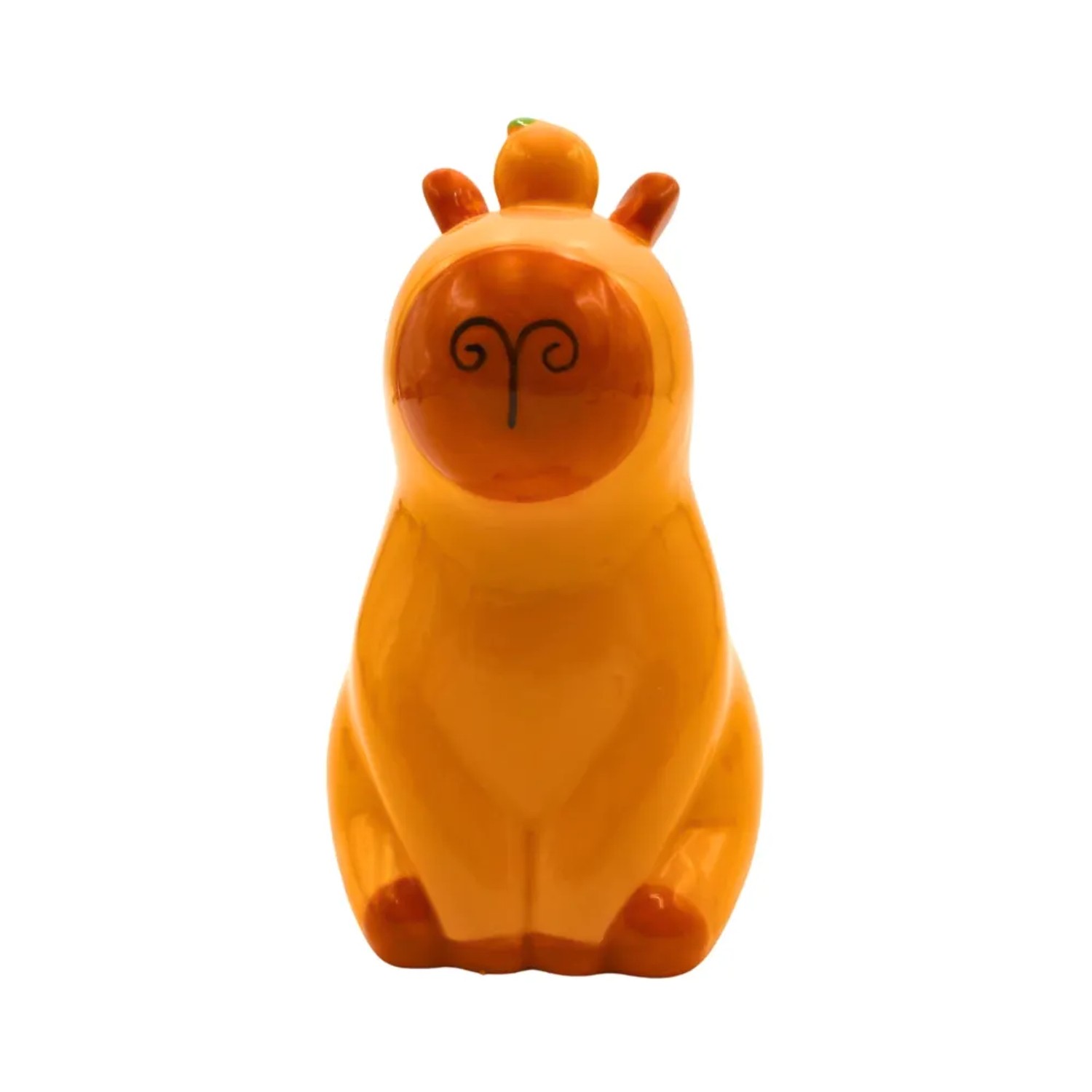 Gelbe Keramik Capybaraspardose, Sparfigur mit Gummistopfen. Ideal als Kinderspardose oder Geschenkartikel.
