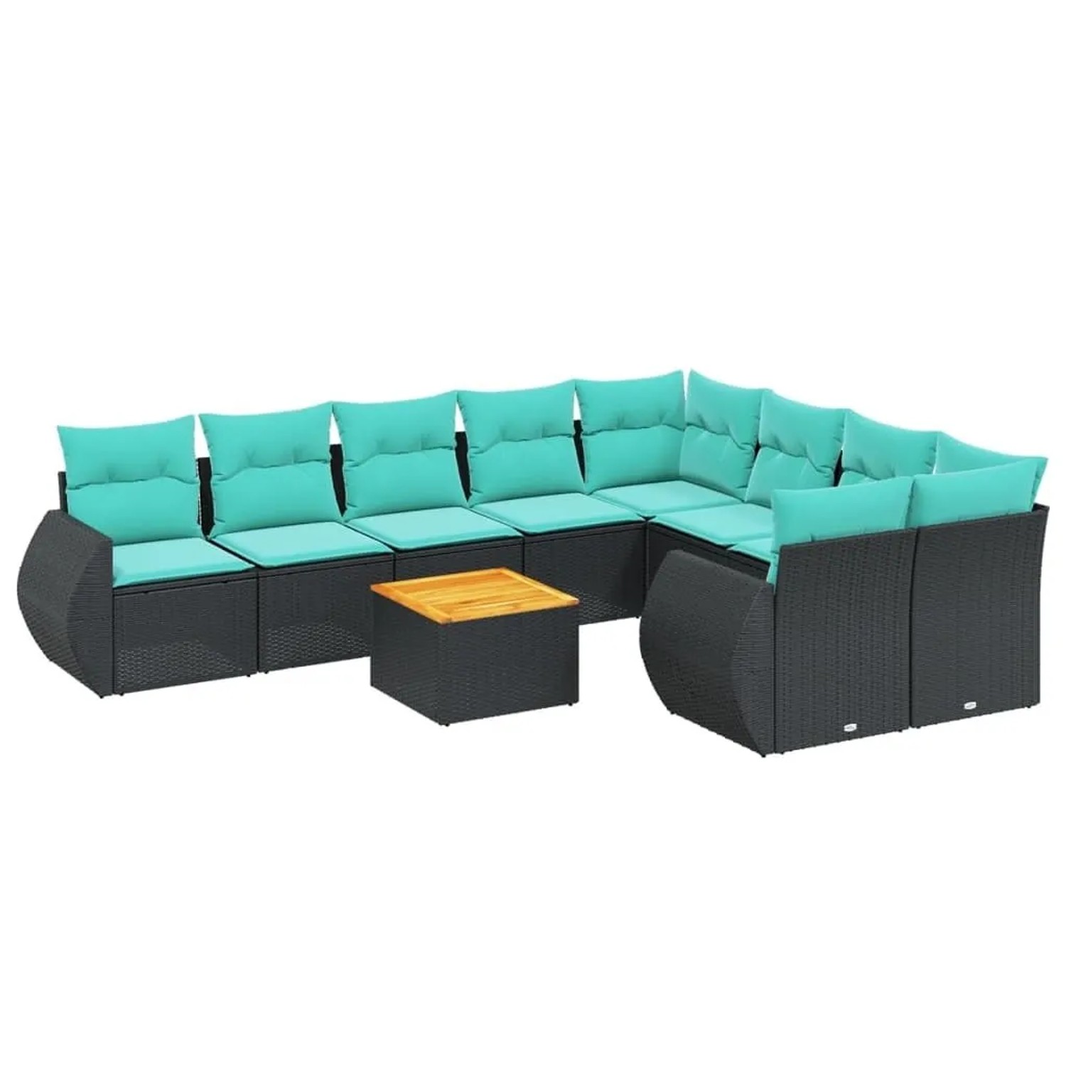 vidaXL 10-Tlg Gartensofa-Set mit Kissen Schwarz Polyrattan 3225161 günstig online kaufen