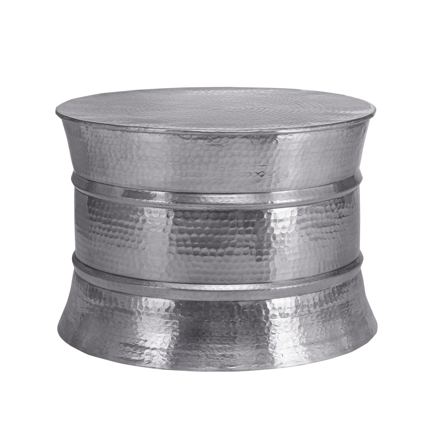 Womo-Design Couchtisch Rund 62x33 cm Silber Drum Handgefertigt Metall günstig online kaufen