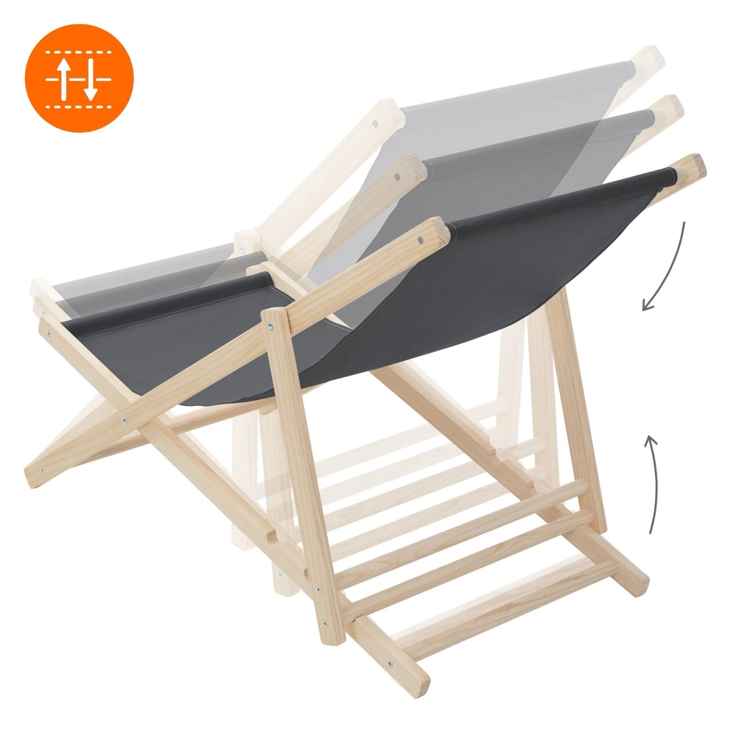 ECD Germany Liegestuhl 5Er Set Klappbar Anthrazit aus Holz_6