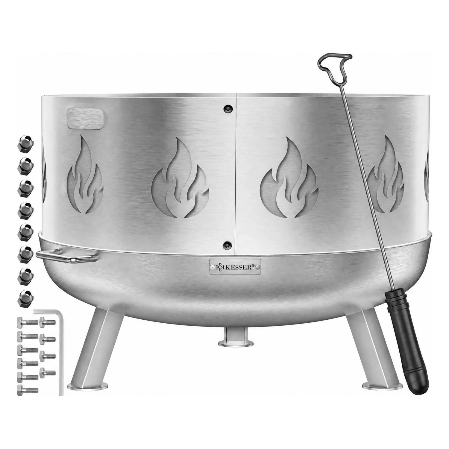 KESSER Feuerschale Ø 70 cm Edelstahl Stärke 2.5 mm mit Funkenschutz