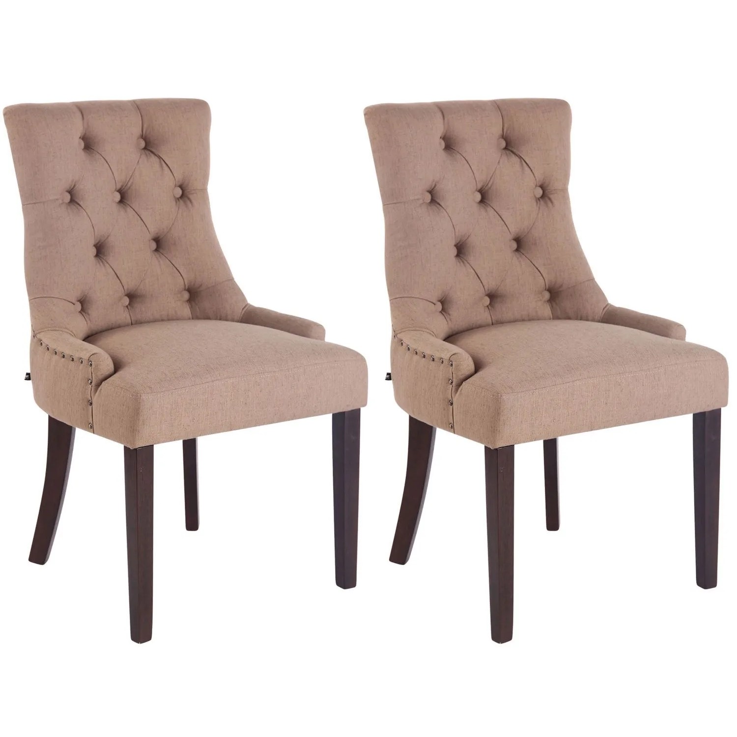 CLP 2er Set Esszimmerstuhl Aberdeen Stoff Taupe/Antik