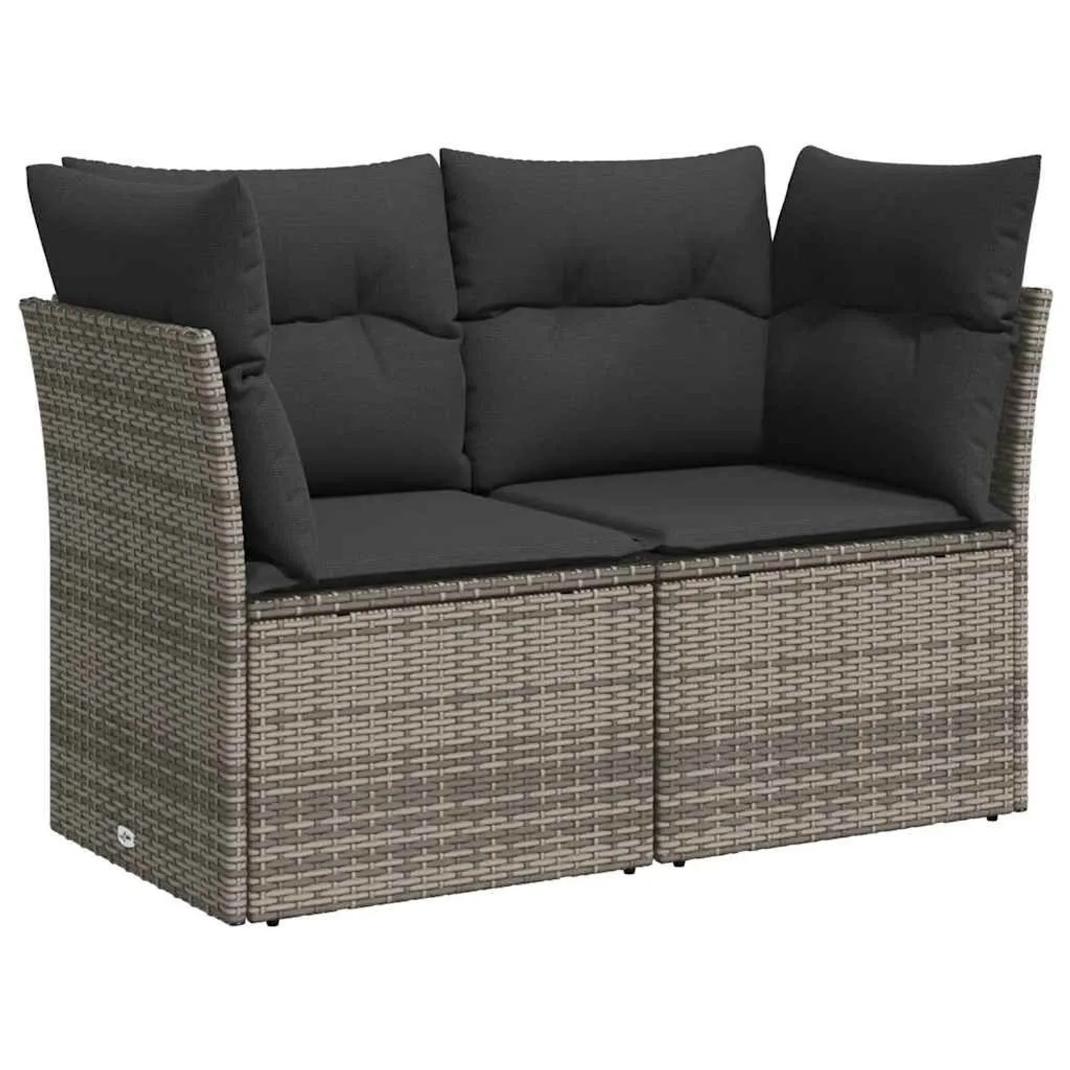 vidaXL Gartensofa 2-Sitzer mit Kissen Grau Poly Rattan 366137