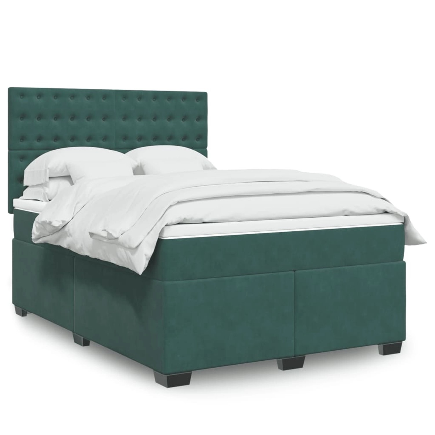 vidaXL Boxspringbett mit Matratze Dunkelgrün 140x200 cm Samt 3293245 günstig online kaufen