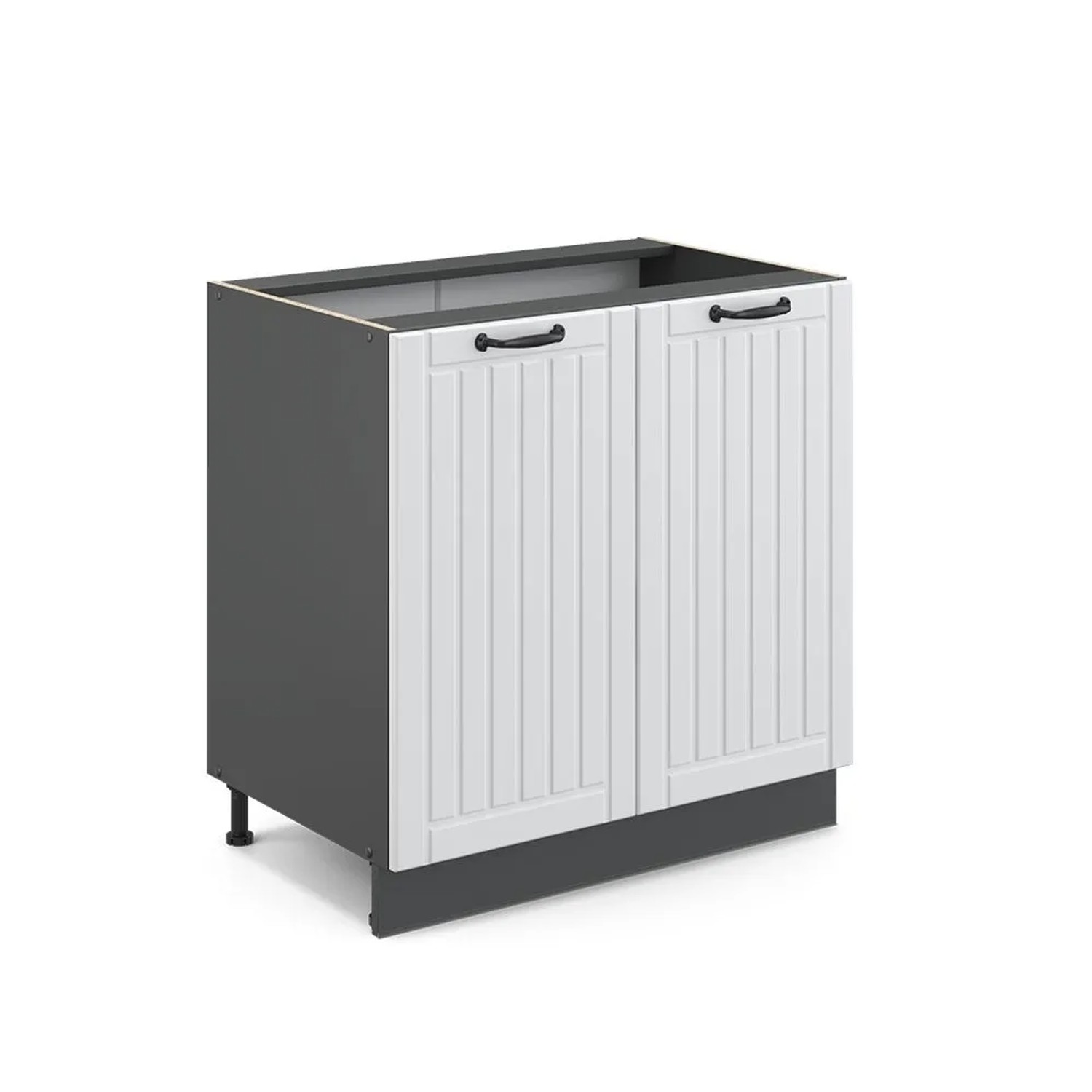 Vicco Küchenunterschrank Fame-Line Weiß Landhaus/Anthrazit 80 x 82 ohne Arbeitsplatte