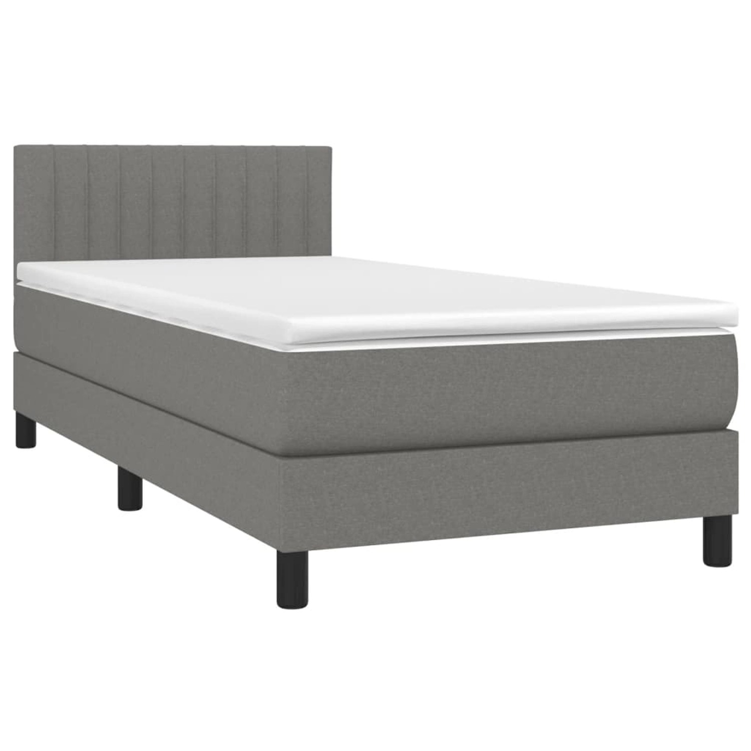 vidaXL Boxspringbett mit Matratze & LED Dunkelgrau 80x200 cm Stoff 3133270 günstig online kaufen