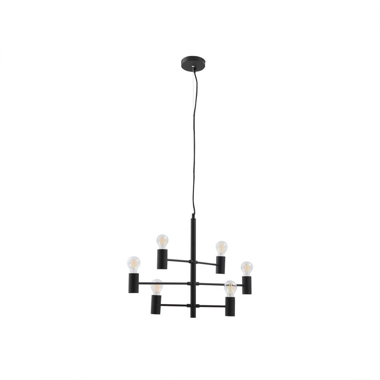 Lucande Pendelleuchte Aidas 10030652 Modern in Schwarz aus Metall 6-flammig günstig online kaufen