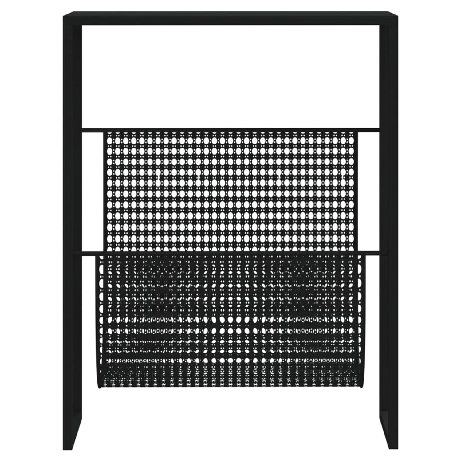 Schwarzer vidaXL Zeitschriftenständer aus Stahl, 35x15x45 cm, für Garderobe, Büro oder Wohnzimmer.