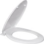 Weißer Schütte WC-Sitz mit Absenkautomatik, Duroplast, geöffnet.