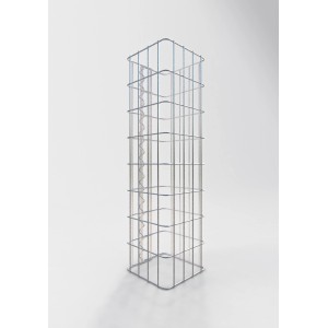 Leere Gabiona Gabionen-Säule, eckig, 22x22x80 cm, Maschen 5x10 cm, zur individuellen Befüllung.