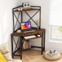 Costway Schreibtisch mit Ladestation 80 x 80 x 145 cm Vintage_4