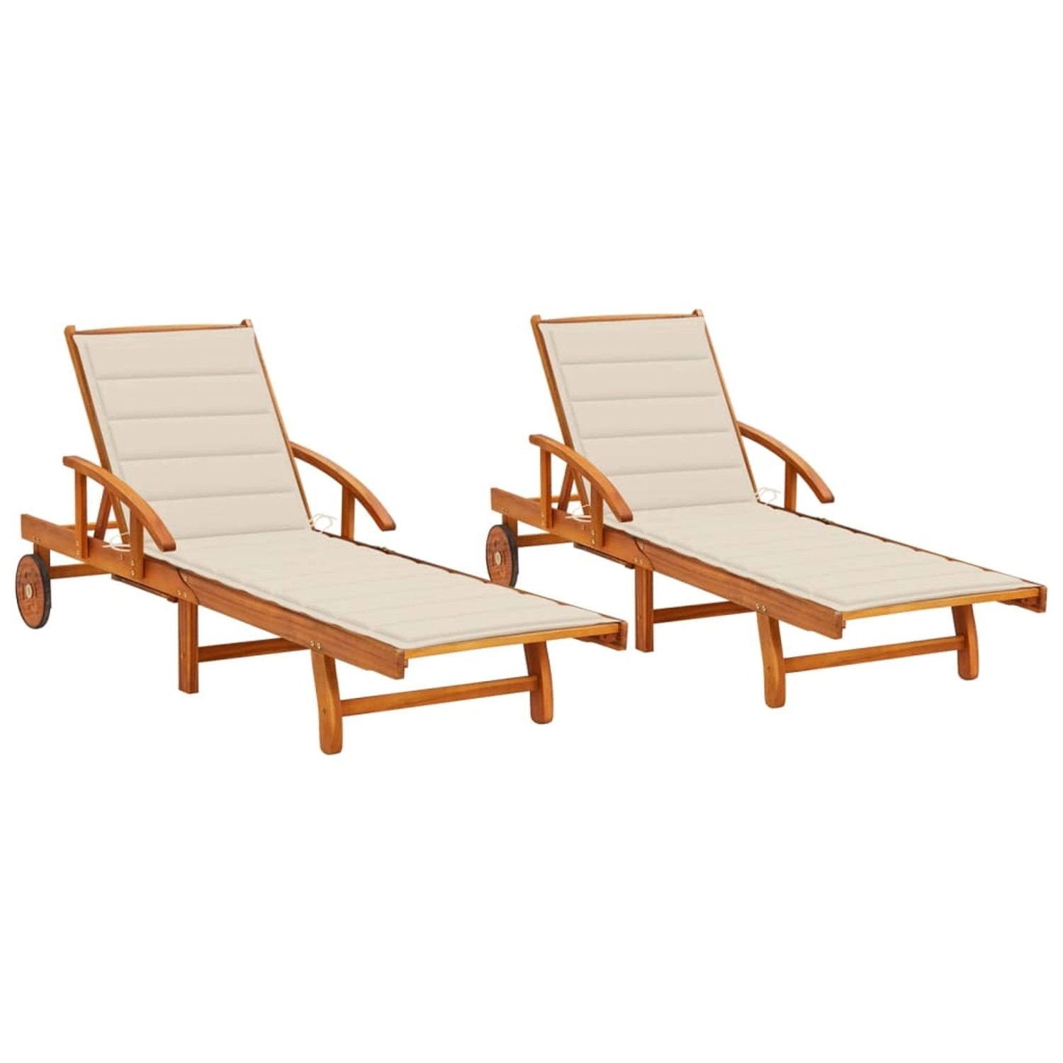 vidaXL Sonnenliegen 2 Stk mit Auflagen Massivholz Akazie 3077332