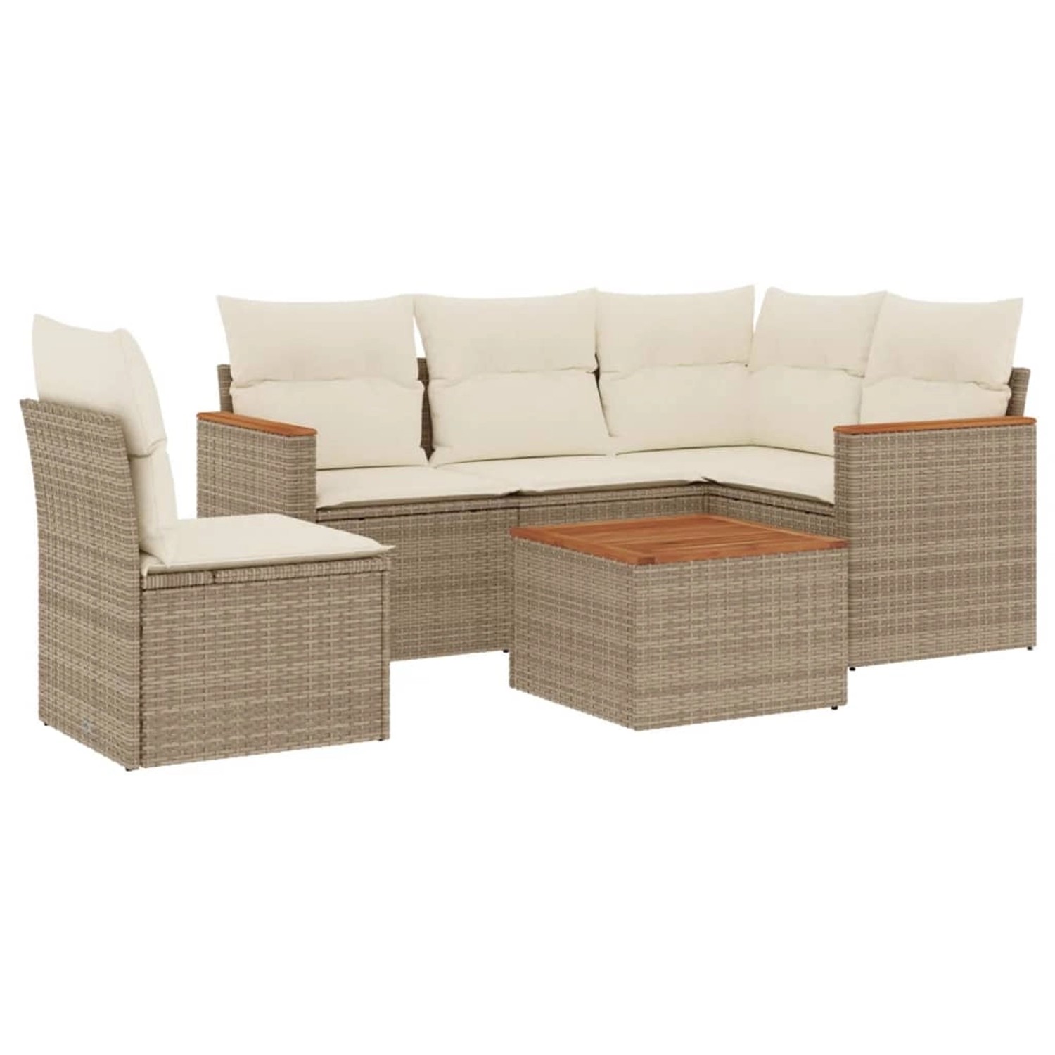 vidaXL 6-Tlg Garten-Sofagarnitur mit Kissen Beige Poly Rattan 3258383