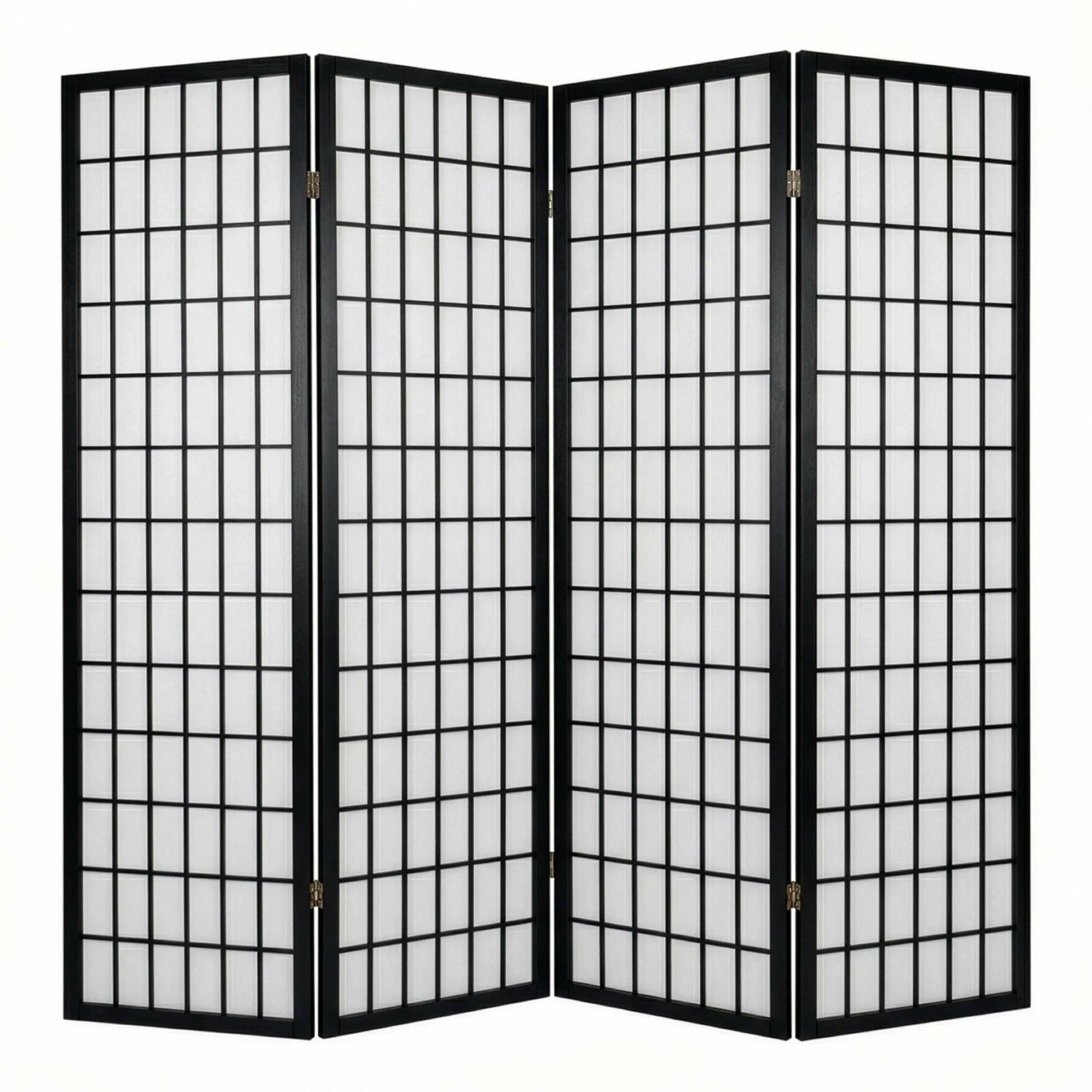Relaxdays Paravent Bambus Holz Stoff Schwarz 4-teilig Freistehend Faltbar 170 cm x 160 cm 5 kg