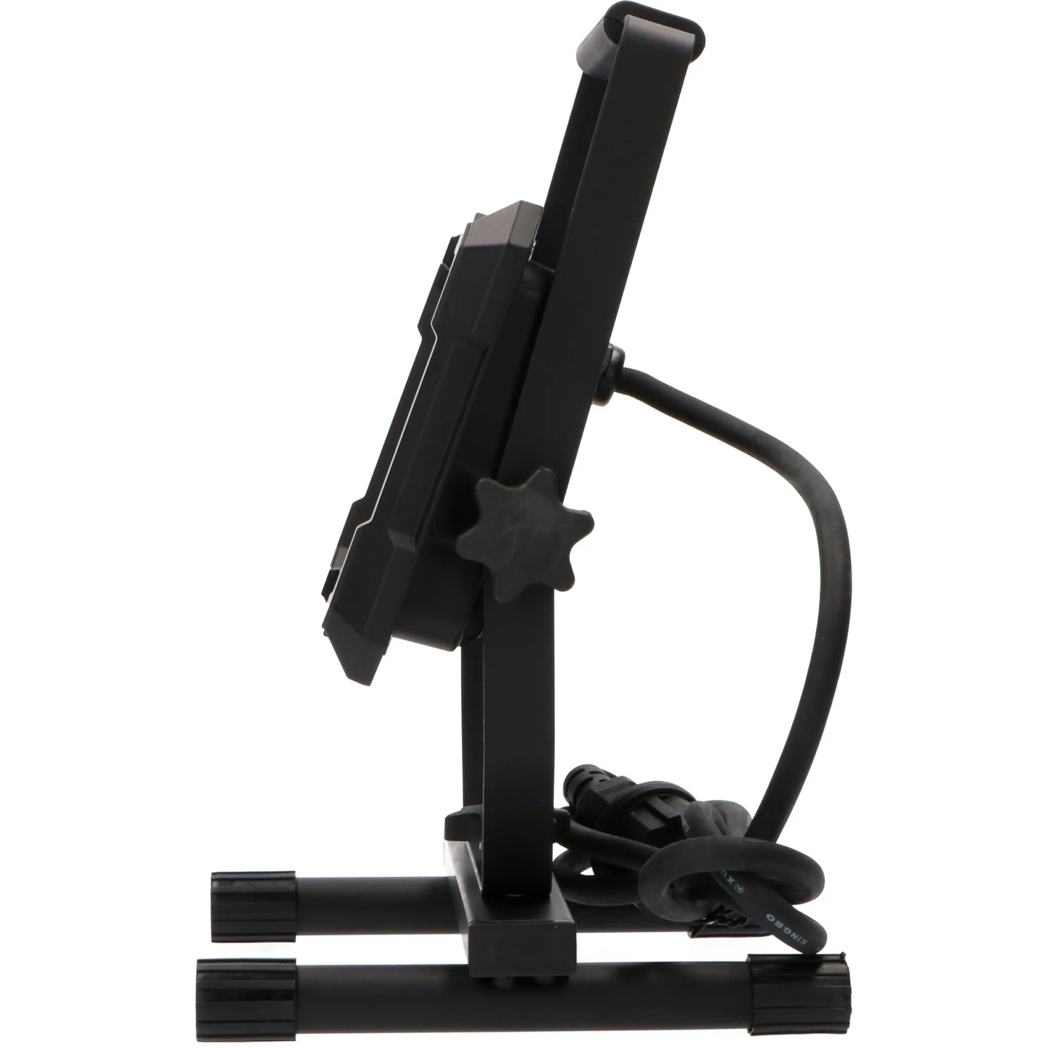 Schwarze LED-Arbeitsleuchte 50W, 4200lm, 4000K, IP65 mit Kabel und Standfuß.
