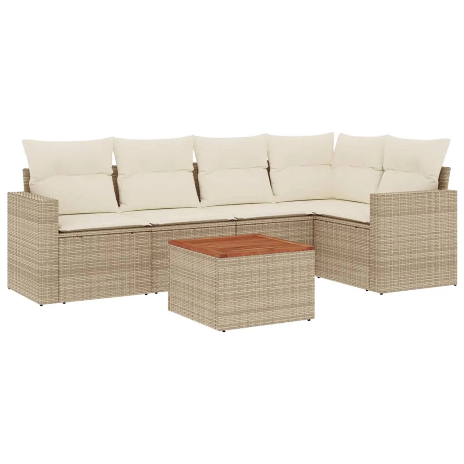 vidaXL 6-Tlg Garten-Sofagarnitur mit Kissen Beige Poly Rattan 3224112 günstig online kaufen