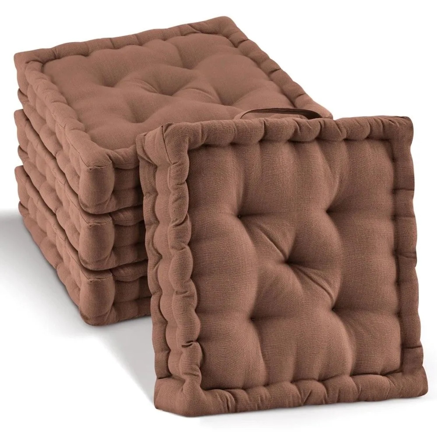 Beautissu Mila Stuhlkissen 50x50x10cm Braun 4tlg