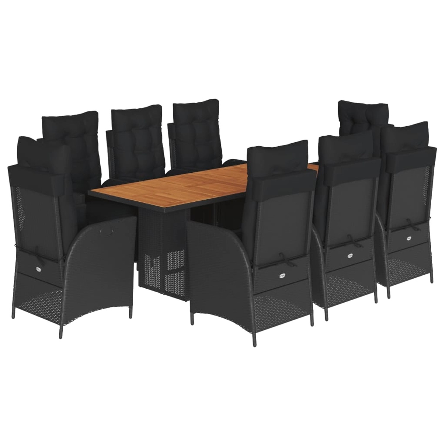 vidaXL 9-Tlg Garten-Essgruppe mit Kissen Schwarz Poly Rattan 3213369 günstig online kaufen