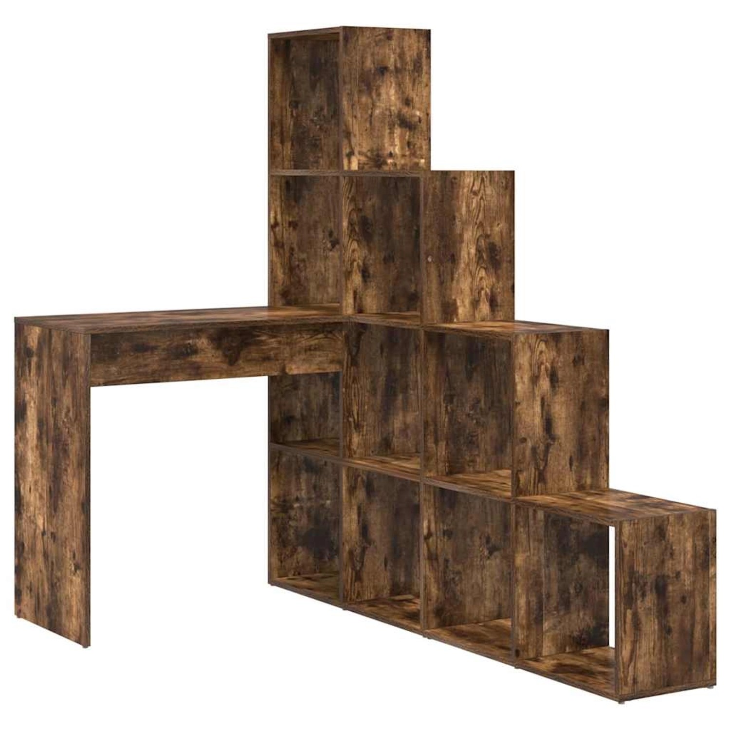 vidaXL Eckschreibtisch mit Regal Räuchereiche 101,5 x 149,5 x 149,5 cm 3337245