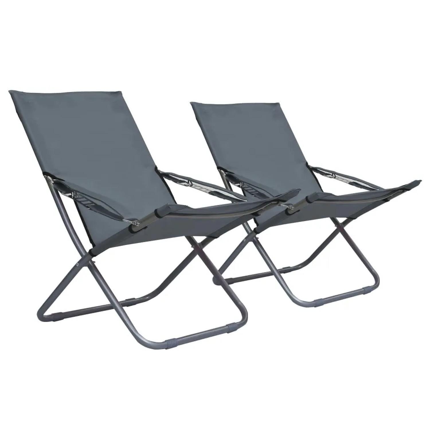 Furnicato Klappbare Strandstühle 2 Stk  Stoff Grau