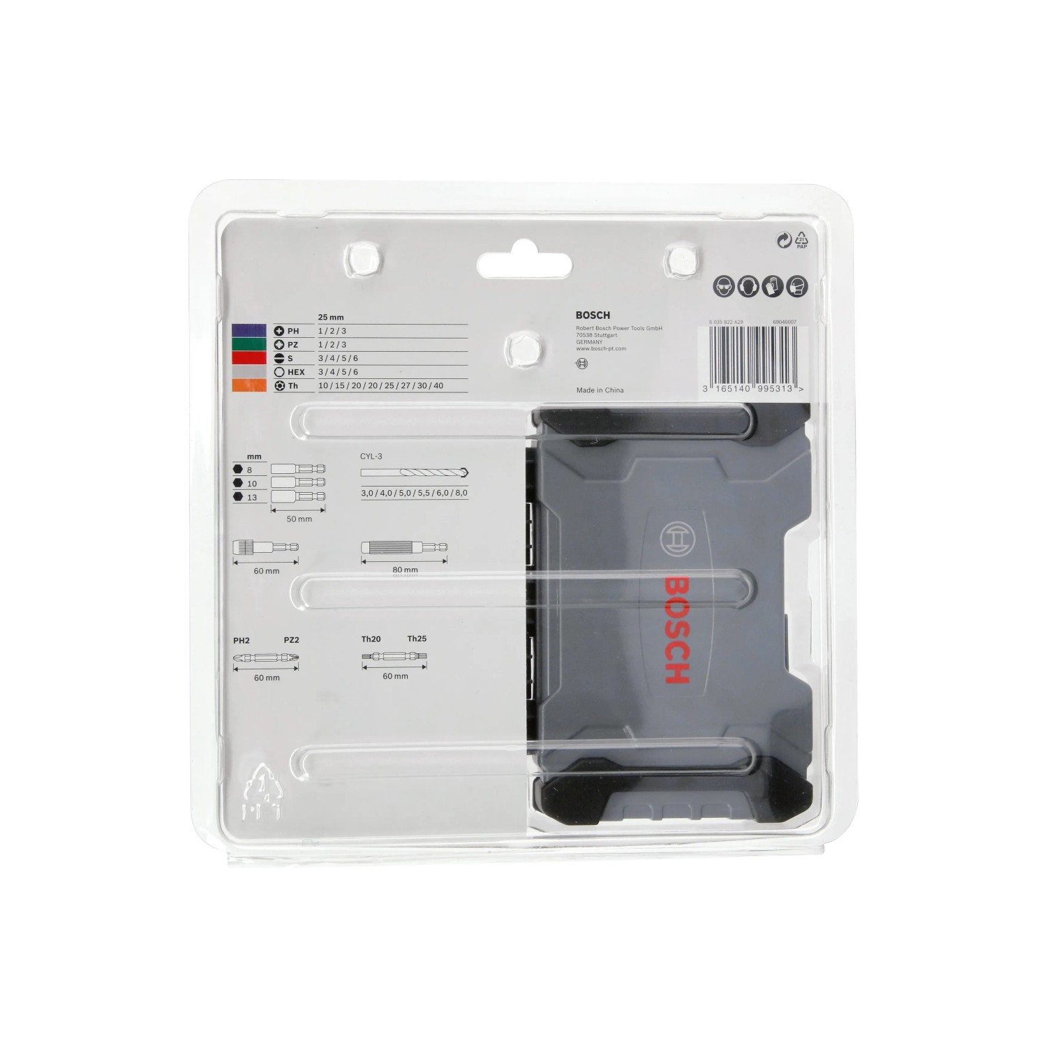 Bosch Betonbohrer-/Bit-Set, 35-teilig, im transparenten Kunststoffgehäuse.