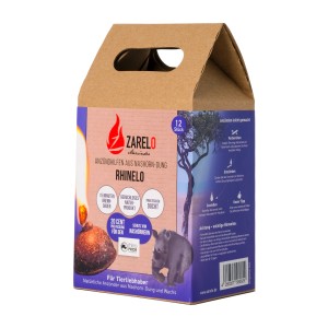 Zarelo Rhinoballs Anzünder aus Nashorn-Dung und Wachs im Karton (12 Stück).