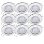 9er Set LED Einbaustrahler Sedan mit warmweißem Licht, 1,9W, Chromoptik für die Decke.