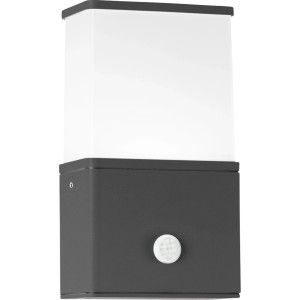 Dunkelgraue OBI LIGHTING LED Außenwandleuchte Veroli mit Bewegungssensor.