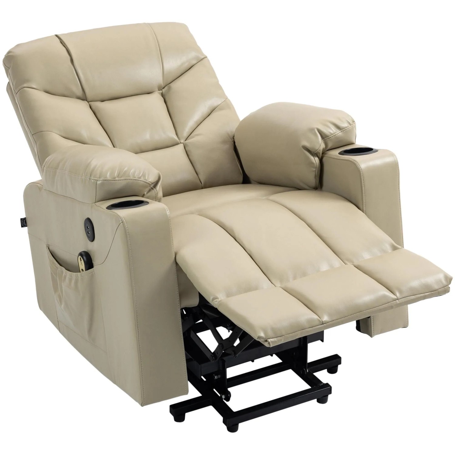 DELUKE Lounger Sessel POZNAN Kunstleder Creme 84x95x104cm Loungesessel Wohnzimmer Bequem Lounger Clubsessel Sofa