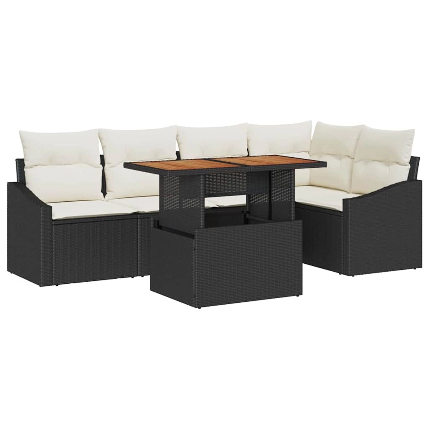 vidaXL Garten-Sofa-Set mit Speicher 6-Tlg Schwarz Poly Rattan 3358574 günstig online kaufen
