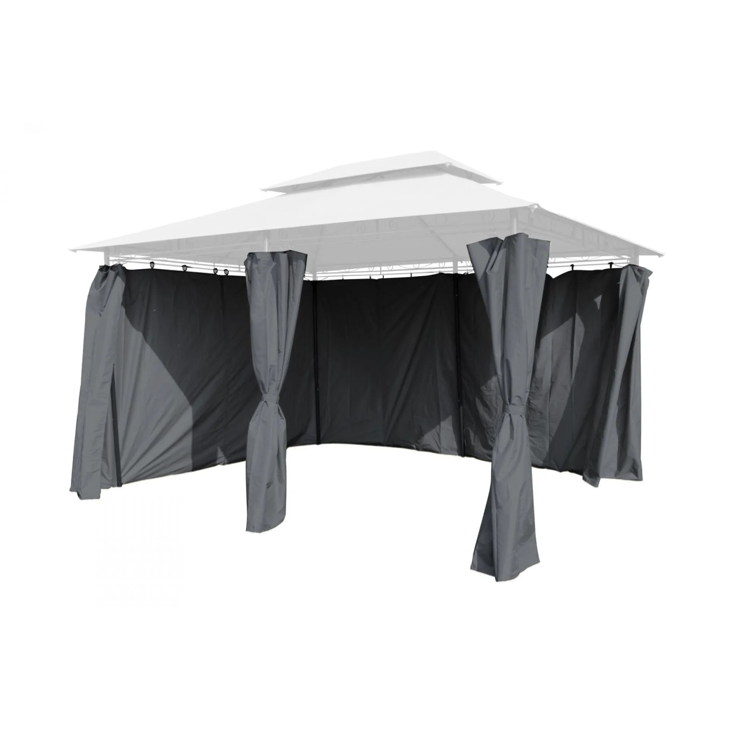 Lex 6er Seitenteile Set Pavillon 4x3m Gartenpavillon Seitenwand Sichtschutz Robust Steingrau