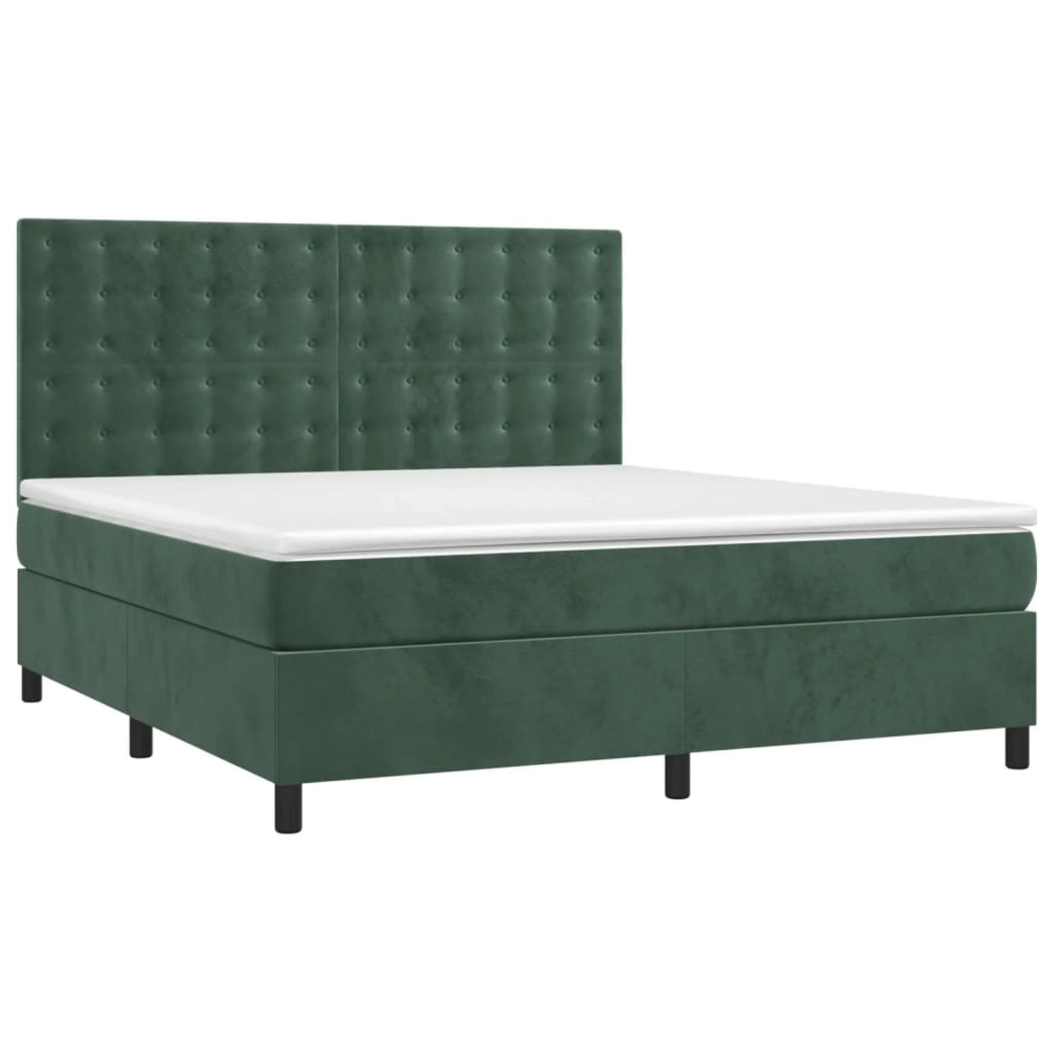 vidaXL Boxspringbett mit Matratze & LED Dunkelgrün 160x200 cm Samt 3136374 günstig online kaufen