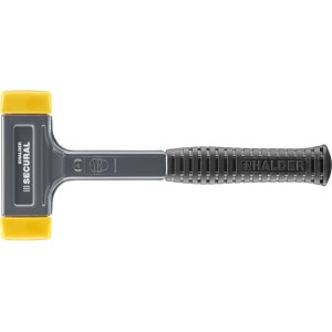 Halder Secural Schonhammer, Ø 35/45 mm, mit gelben Polyurethan-Einsätzen und grauem Griff.