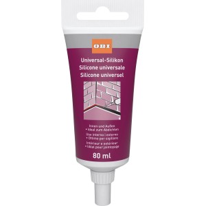 Tube OBI Universal-Silikon Transparent, 80 ml, für Innen- und Außenbereich zum Abdichten.