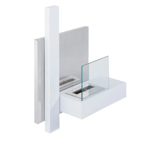 HOMCOM Ethanol Kamin Rostfreier Stahl 75L x 63B x 22T cm Weiß