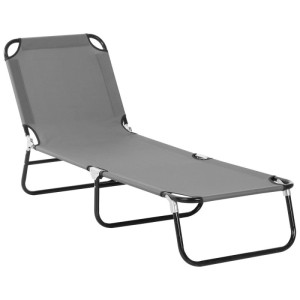 Outsunny Sonnenliege Gartenliege mit Verstellbarer Rückenlehne Campingliege Grau
