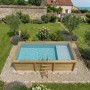 ALTANKA Holzpool Aqua 6,1x2,85 Höhe 1,31 m GRAU mit Liegefläche mit am Beton Verschraubten Stützen BAS7307OSPL2+PLA307_3