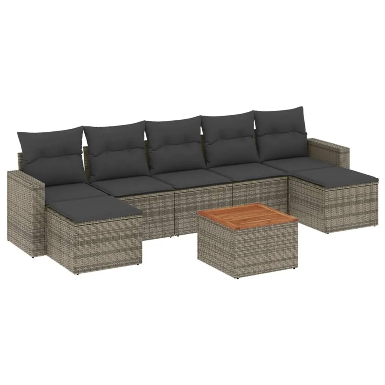 vidaXL 8-Tlg Garten-Sofagarnitur mit Kissen Grau Poly Rattan 3224254 günstig online kaufen