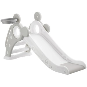 Tectake Kinderrutsche Joy Ab 2 Jahren Mit Basketballkorb  128 x 66 50 x 67 50 cm Grau