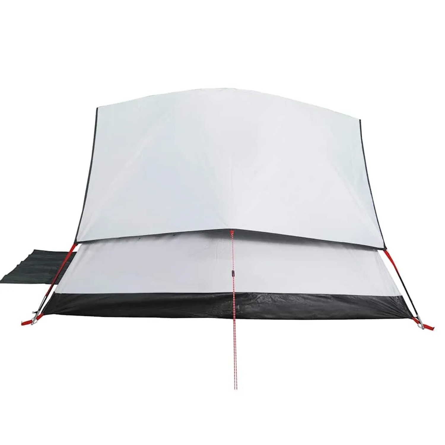 Weißes Furnicato Kuppelzelt für Camping, 215x150x127 cm. Robustes Outdoor-Zelt mit schwarzem Saum.