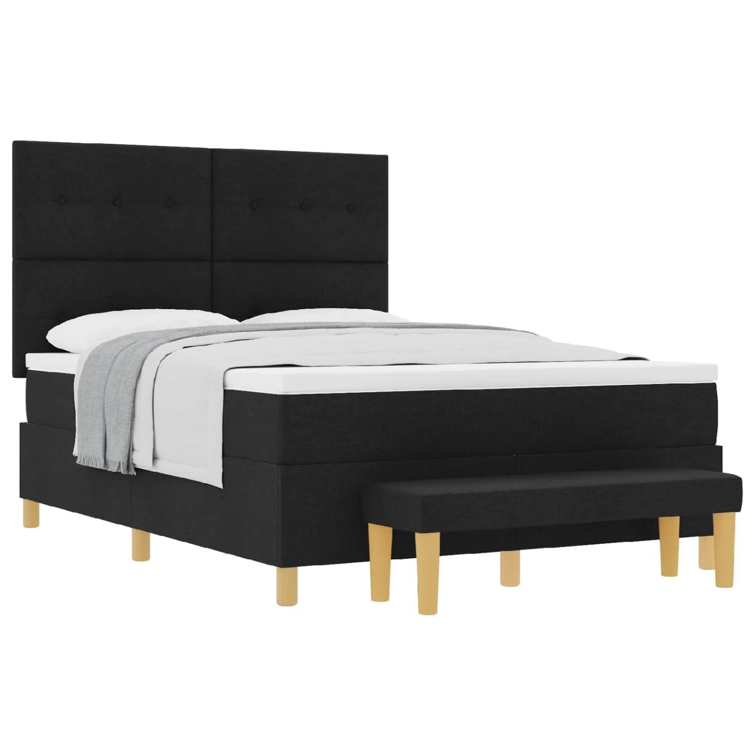 vidaXL Boxspringbett mit Matratze Schwarz 140 x 200 cm Stoff 3344305