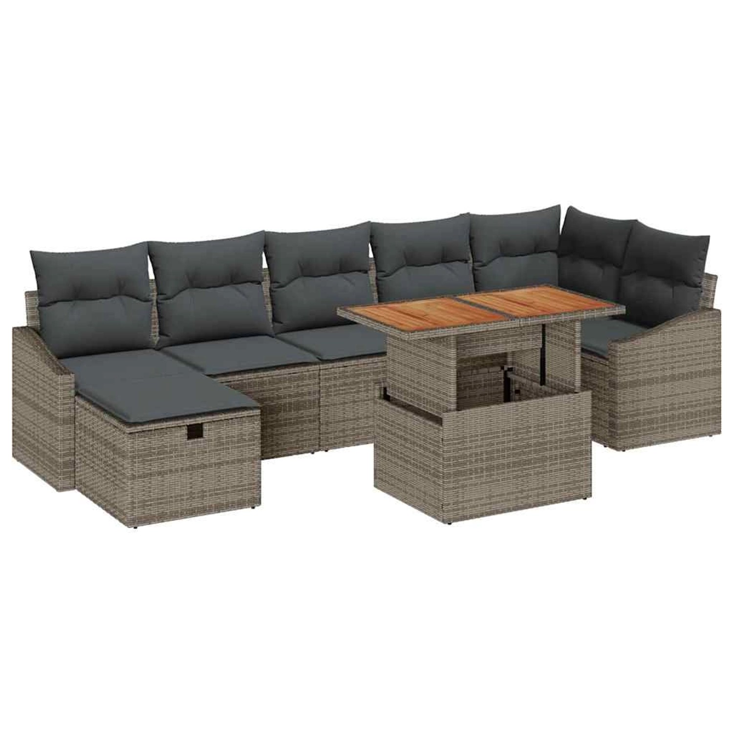 vidaXL Garten-Sofa-Set 8-Tlg Grau Poly Rattan 3361363 günstig online kaufen