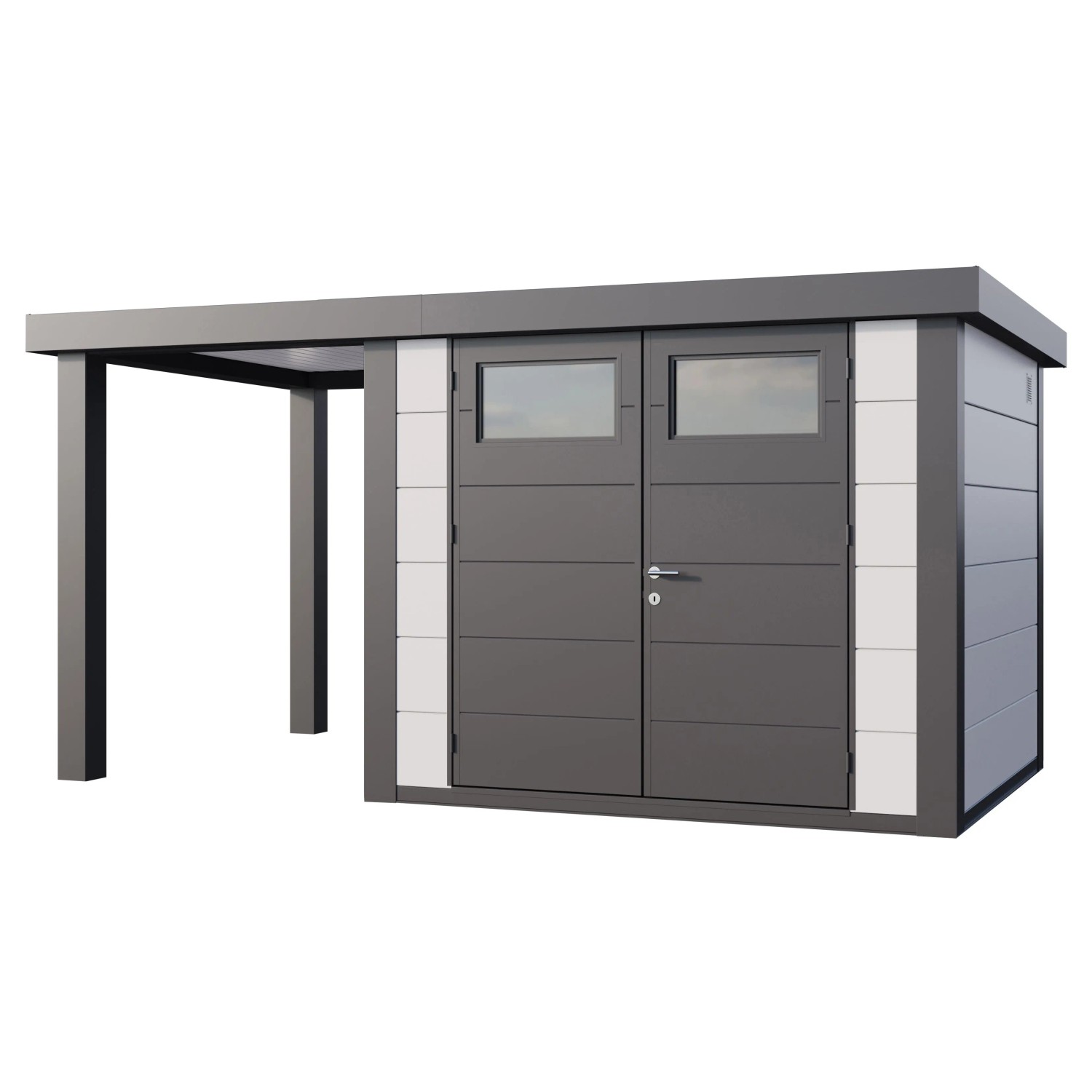 Gerätehaus Classico 2724 mit Offene Lounge S Links 436 cm x 238 cm Weiß günstig online kaufen