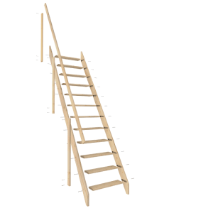 Kordo Raumspartreppe Mit Geländer Aus Tannenholz B60 cm Madrid