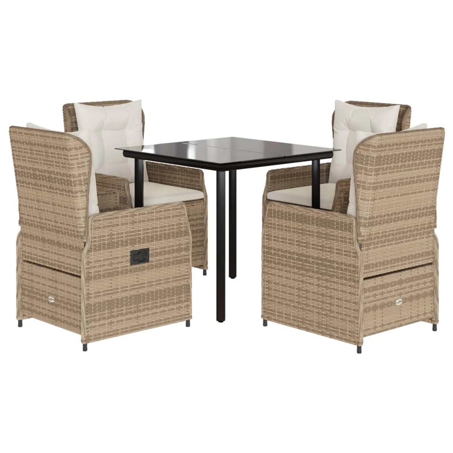vidaXL 5-Tlg Garten-Essgruppe mit Kissen Beige Poly Rattan 3262890