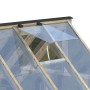 Detailaufnahme: Geöffnetes Fenster im Palmako Gewächshaus Emilia 19 aus Holz und Glas.